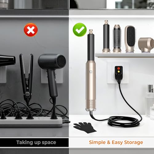 Image of Blow Dryer Brush Set 5 in 1, Hot Air Styler Negative Ionic Low-Temp Hair Care Air Curling Wrap, Round Brush Dryer & Curling Iron for Dry Volumize Straight Curl, 100-120V