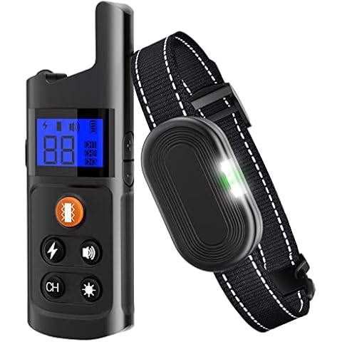 USCAMEL Dog Shock Collar with Remote＆Night LED Lights, 3 Modes-Shock,Vibration, Beep, Rechargeable Waterproof Electric Training Correction Collar for Small/Medium/Large Dogs with Security Lock Cover