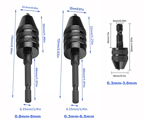Chargenyang 3 Pcs Keyless Drill Chuck Bit,1/4 in Hex Shank Conversion Tool by Chargenyang - Used condition - Image 2