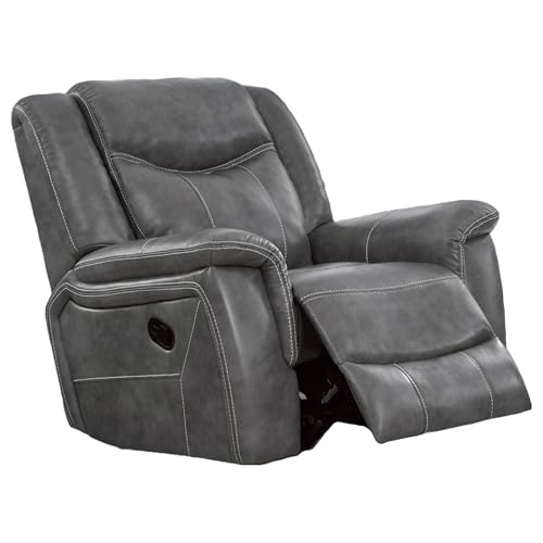 Sillón reclinable de cuero sintético gris Conrad miniatura 4