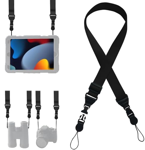 XILIYAI Nylon iPad Strap, Universal Camera Neck Strap, Comfortable Shoulder Strap for iPad, Cellphone Tablet, Camera, Laptop, Binocular, Luggage Bag (Black Adjustable Neck Lanyard)