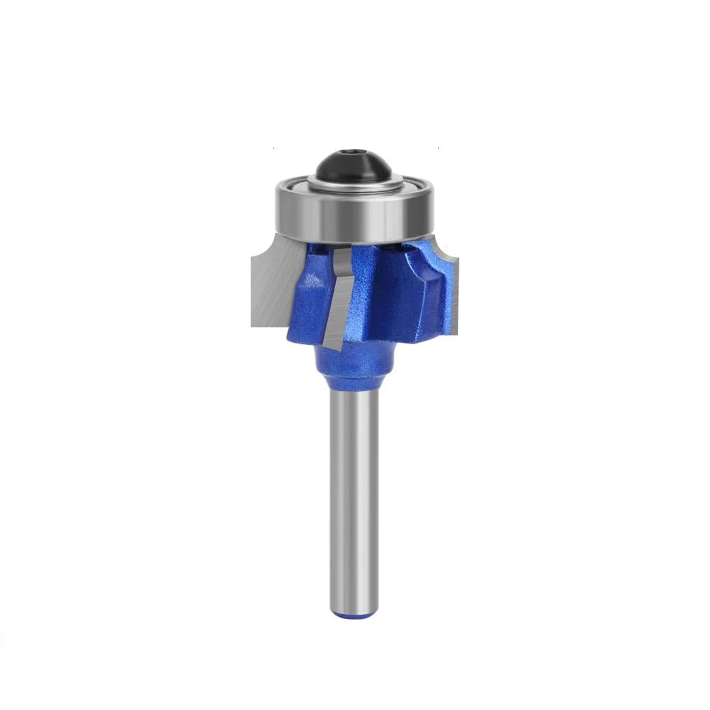 MiJunHD 4-Teeth R3 Round Over Router Bit, 6.35mm Shank Carbide Alloy Corner Rounding Edge Trimming Router Bit Woodworking Milling Cutter for Wood Edge Treatment (1 Piece)