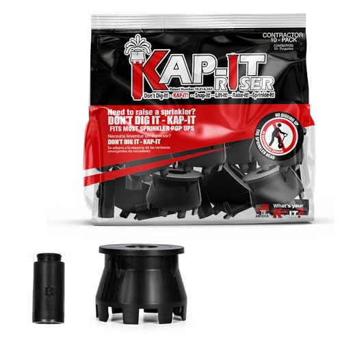 Kap IT Pop Up Lawn Sprinkler Riser Head Extension 1 1/2 inch 10 Pack Black Compatible with Rainbird Hunter Orbit Weathermatic K-Rain