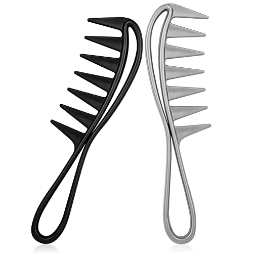 AOOWU Peine Puas Anchas, 2pcs Peine Pelo Rizado Antiestático, Peine Antitirones, Peines de Peluqueria Profesional para Salón y Hogar, Reduciendo Rotura Cabello