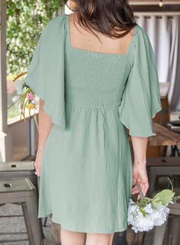 Image of Dokotoo Womens Dresses 2026 Deep V Neck Elegant Bow tie Mini Dress S-XL | Short Sleeve,V Neck,Graduation Party Dress,Elegant,Cocktail,Flowy Beach Vacation Wear,Casual Dress
