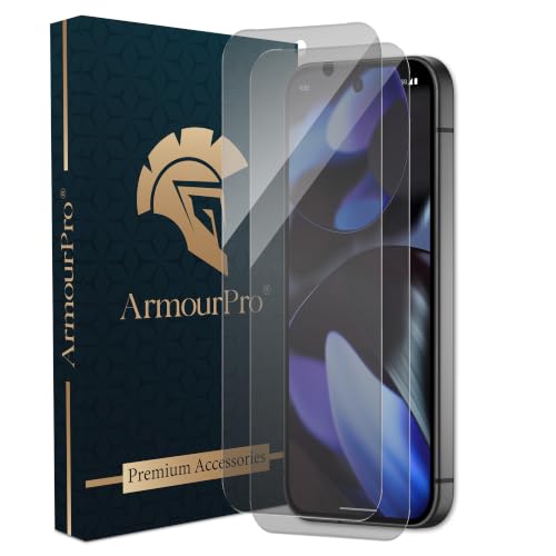 Image of ArmourPro 2 Pack Matte Tempered Glass for Google Pixel 9 and Pixel 9 Pro, Borderless Edge-to-Edge Screen Protector, Anti-Glare, Anti-Fingerprint, Smooth Touch, Case Friendly