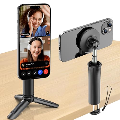Toaski Phone Holder Stand for Home Office Travel Vacation Essentials,Detachable Tripod & Desk Clamp,Multi-Directional 360° Rotation,Universal Handsfree Phone Mount for iPhone Magsafe & Smartphones