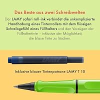Lamy safari roll-ink green Tintenpatronenroller – zeitlos klassischer Stift mit ergonomischem Griff & Strichbreite M - Gehäuse aus robustem ASA-Kunststoff – inkl. Tintenpatrone T10 blau – Ansicht 4