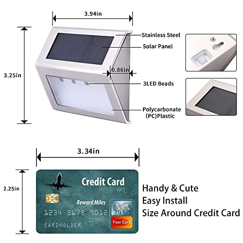 Solar Stair Lights Outdoor Weatherproof 3 Leds Solar Panel Steps Lights 6 Pack Yoelvn Auto On/Off Deck Stair Lights Solar Powered Durable Stainless Steel Casting For Outside Use(Warm White) #TOP1