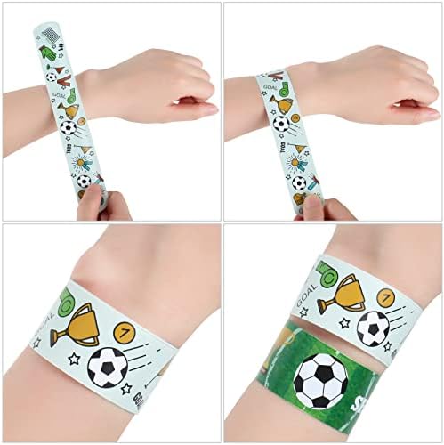 Deratta 30 PCs Football Slap Bands Party Bag Fillers Football Slap Bracelets for Kids' Party Favours Snap Bands for Kids Boys