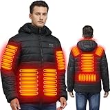Panatude Heated Jackets for Men with Battery Pack - Light Off Design, Winter Electric Down Coat with Detachable Hood