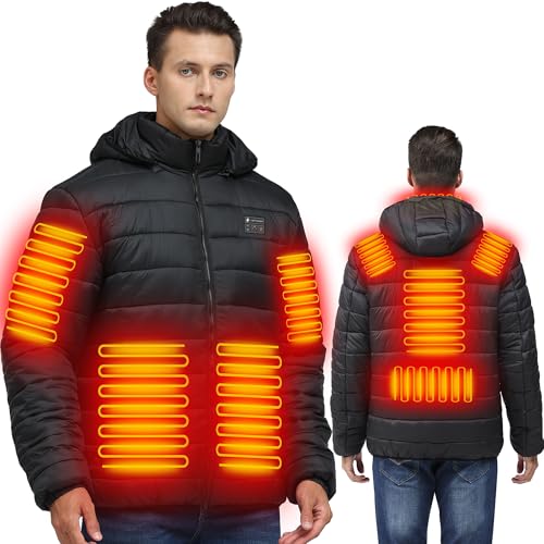 Heated Jackets for Men with 16000mAh Battery Pack Included, Electric Mens Heated Coat Hoodie for Winter