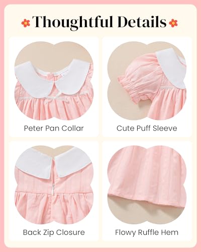 Image of Kucnuzki Baby Girl Clothes Cute Spring Summer Sun Dresses Toddler Casual Puff Sleeve Floral Dress Girls Summer Outfits