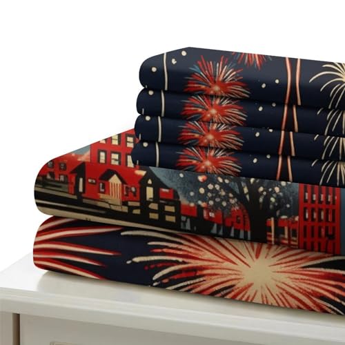 Parure de lit 220x240 Fireworks en microfibre douce avec fermeture éclair et taies - 6