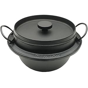 Iwachu 410-719 Japanese Cast Iron Gohan Nabe Rice Cooker, Black