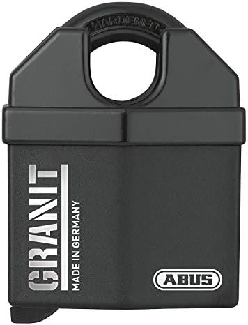 ABUS Kłódka granitowa 37/55 do użytku na zewnątrz - z hartowanej stali specjalnej - klucz z oświetleniem LED - z cylindrem tarczowym ABUS-Plus - poziom bezpieczeństwa ABUS 10 - czarna