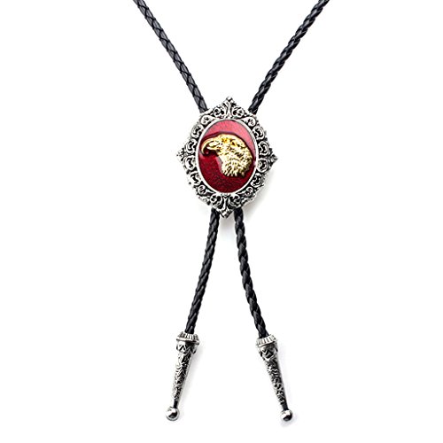 F Fityle Couro Preto Cowboy Ocidental Rodeo Bolo Gravata Águia De Ouro Colar De Pingente De Gravata