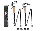 Montem Folding Collapsible 3K Carbon Fiber Hiking/Walking/Trekking Poles - One Pair (2 Poles) (Black)