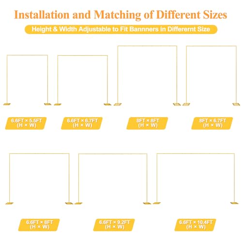 Putros Heavy Duty Backdrop Stand 8ft x 8ft Gold Pipe and Drape Kit Adjustable Metal Backdrop Sand for Wedding Photobooth Exhibition Decoration by Putros - Used condition - Image 4