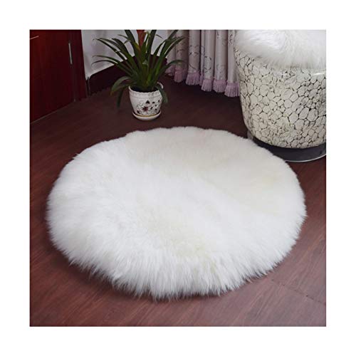 Alfombra redonda de piel de oveja sintética para decoración del hogar, para guardería, dormitorio, peluche, alfombra de área peluda