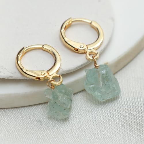Gempires Handmade Gemstone Hoop Earrings Raw Crystal Dangle Jewelry Hypoallergenic Gold Plated Lightweight Elegant Jewelry Gifts For Women 6