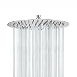Soffione doccia a pioggia da 30cm, in acciaio inox 304, flusso d'acqua ad alta pressione, ugelli in silicone autopulenti, facile montaggio a parete/soffitto, finitura cromata