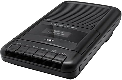 Coby CVR22 Portable Cassette Player and Tape Cassette Recorder with Built-in Microphone, Built-in handle, and One-Touch Recording with Automatic Stop - Black