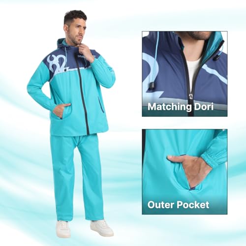 Image of Citizen Hooded Raincoat for Men Women Waterproof for Bike Riders HT Micro TPU Fabric Lightweight Stylish Sealed Hood, Large Pockets, Heavy-Duty Zippers Rainwear with Carry Pouch-CR018