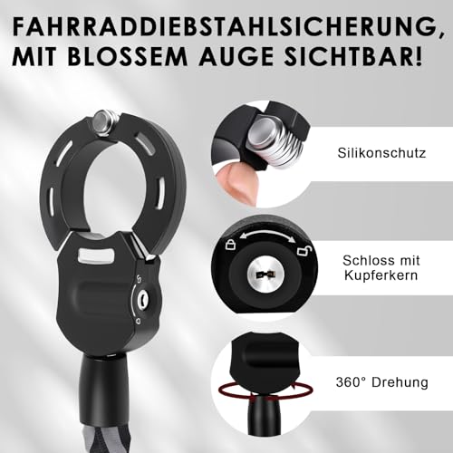 Gaethra E Scooter Schloss, Schloss für E Scooter mit Schlüssel, Handschellenschloss mit Silikonschutz Gegen Kratzer, Hochsicherheitsschloss ideal für Scooter Roller, Kinderwagen, Motorrad, E-Bike