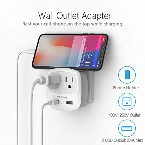 China Australia New Zealand Power Plug Adapter, Tessan Type I Travel Charger With 2 Usb Ports 2 Ac Outlets, Us To Australian Argentina Fiji Electrical Adaptor(2 Pack) #TOP1