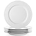 Lifver 10-inch Porcelain Dinner Plates/Serving Platters with Embossed Ring Rim, White, Set of 6