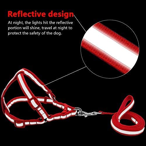 Pups&Pets 15MM Soft Nylon Strip Pattern Radium Reflective Dog Harness and Leash Set Ideal for Puppies and Small Breed Dogs and Puppies (Black)