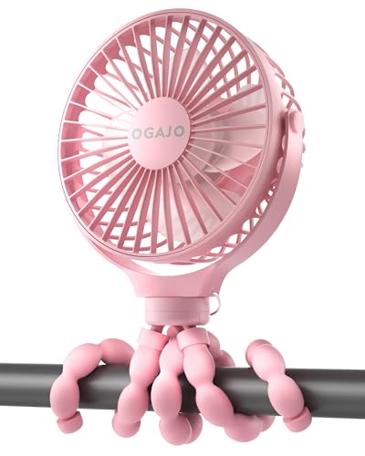 Image of Portable Stroller Fan Personal rechargeable USB Fans With 5200mAh 3 Speeds Battery Small Baby Car Seat Mini Handheld Clip On Fan for Pram Crib Bike Treadmill Outdoor Camping Travel and Student Desk