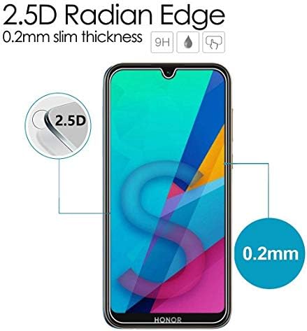 DN-Alive Honor 8S Tempered Glass, Honor 8S Screen Protector, [Compatible with case] [Scratch Proof] [Shatter Proof] [9H Hardness] [HD Clearity] Screen Protector for Honor 8S