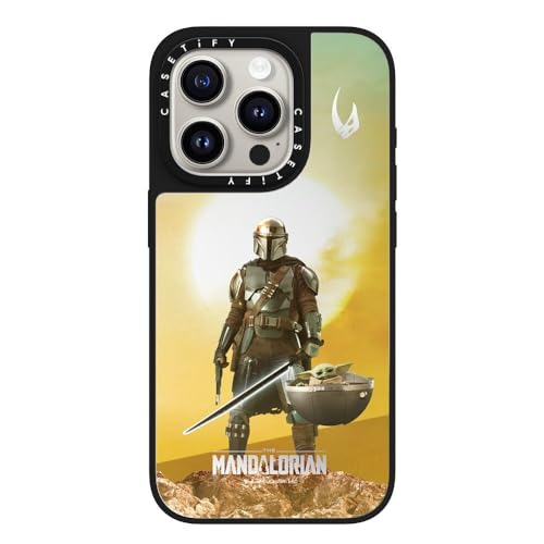 Coque miroir pour iPhone 15 Pro CASETiFY design premium Mandalorian A Clan of Two argent poli