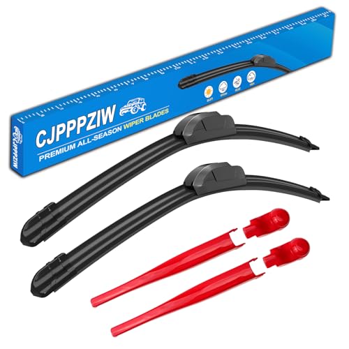 CJPPPZIW® Front Window Windshield Wiper Arm Cover Trim and Wiper Blades for 2018-2024 Jeep Wrangler JL,Red Exterior Accessories 4pcs by CJPPPZIW - Used condition - US$10.48