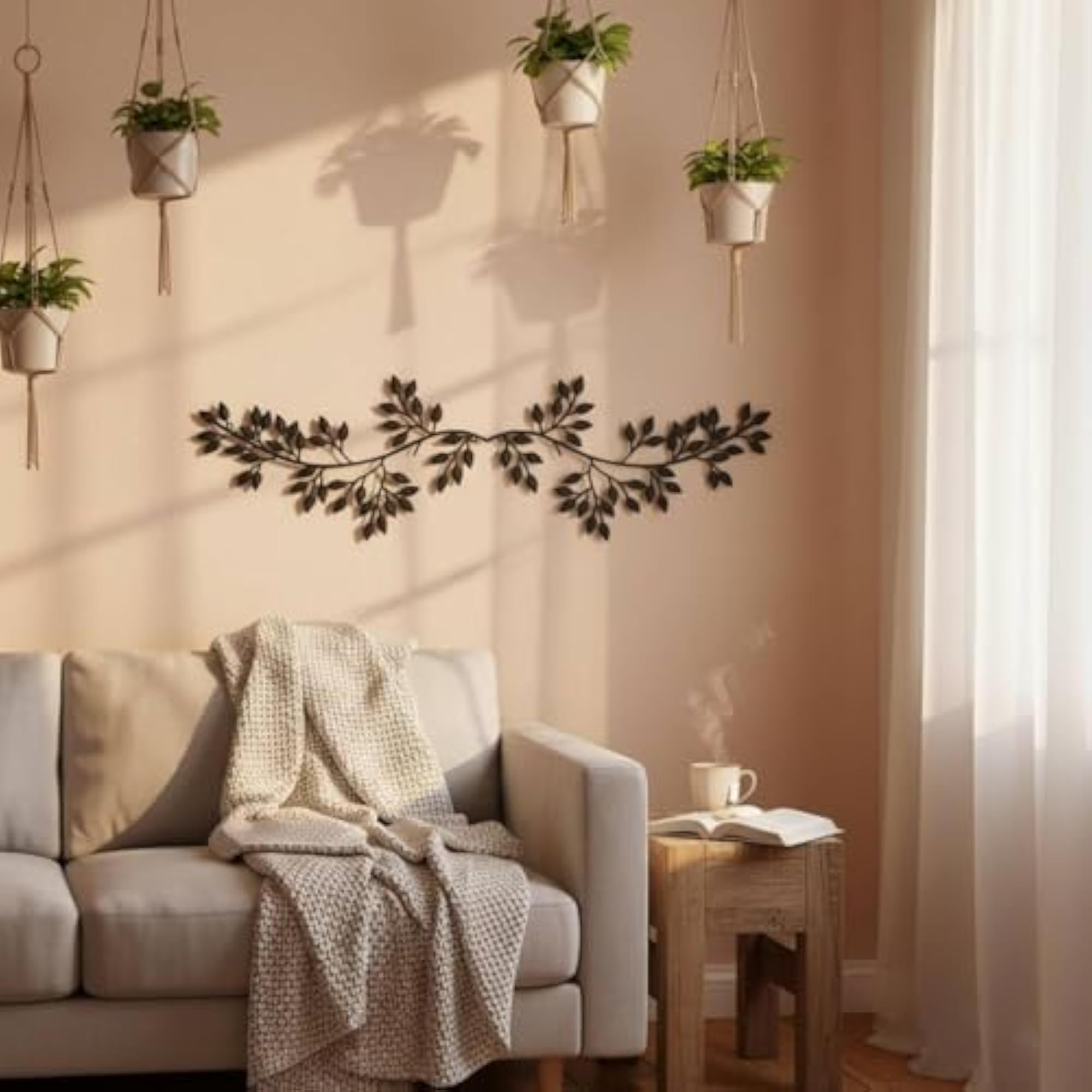 Olive Branch Wall Decor, Wrought Iron Nature-Inspired Art