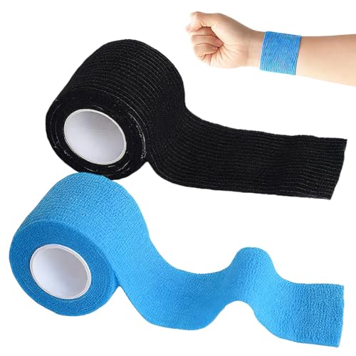 GNALIA Kinesiotape - 2 Rollos (4.5M Largo X 5Cm Ancho) | Cinta Kinesiológica Impermeable Y Elástica | Cintas Deportivas Para La Piel | Negro Y Azul