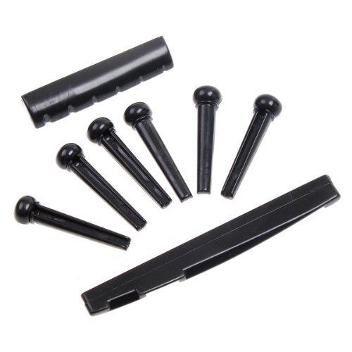 KKmoon Um Conjunto de Folk Guitar Bone Bridge Pinos Sela Porca