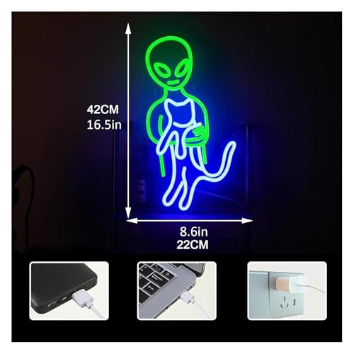 Néon chat drôle pour mur sombre | Solution déco lumineuse 42x22 - 4