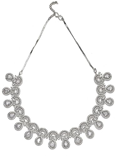 Image of Karatcart Silver Toned American Diamond Studded Jewellery Set for Women