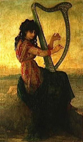 WGZGEFLEB - Póster clásico con estampado mural moderno Muse En Dalmatique Jouant De La Harpe por Antoine Auguste Ernest Hebert para decoración del hogar, 60 x 90 cm