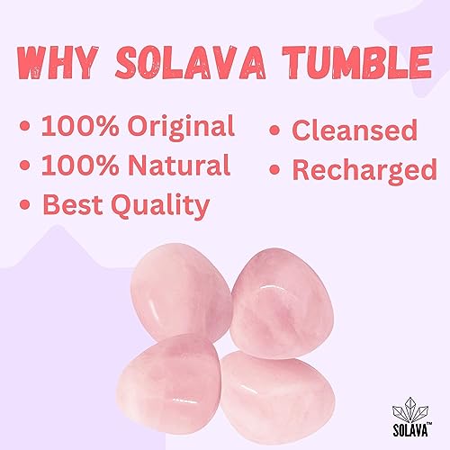 Image of SOLAVA Original Rose Quartz Stone Tumble-Natural Pink Crystal Stones Tumble For Healing, Love, Trust, Positivity, Compassion, Manifestation And Meditation-4 Piece