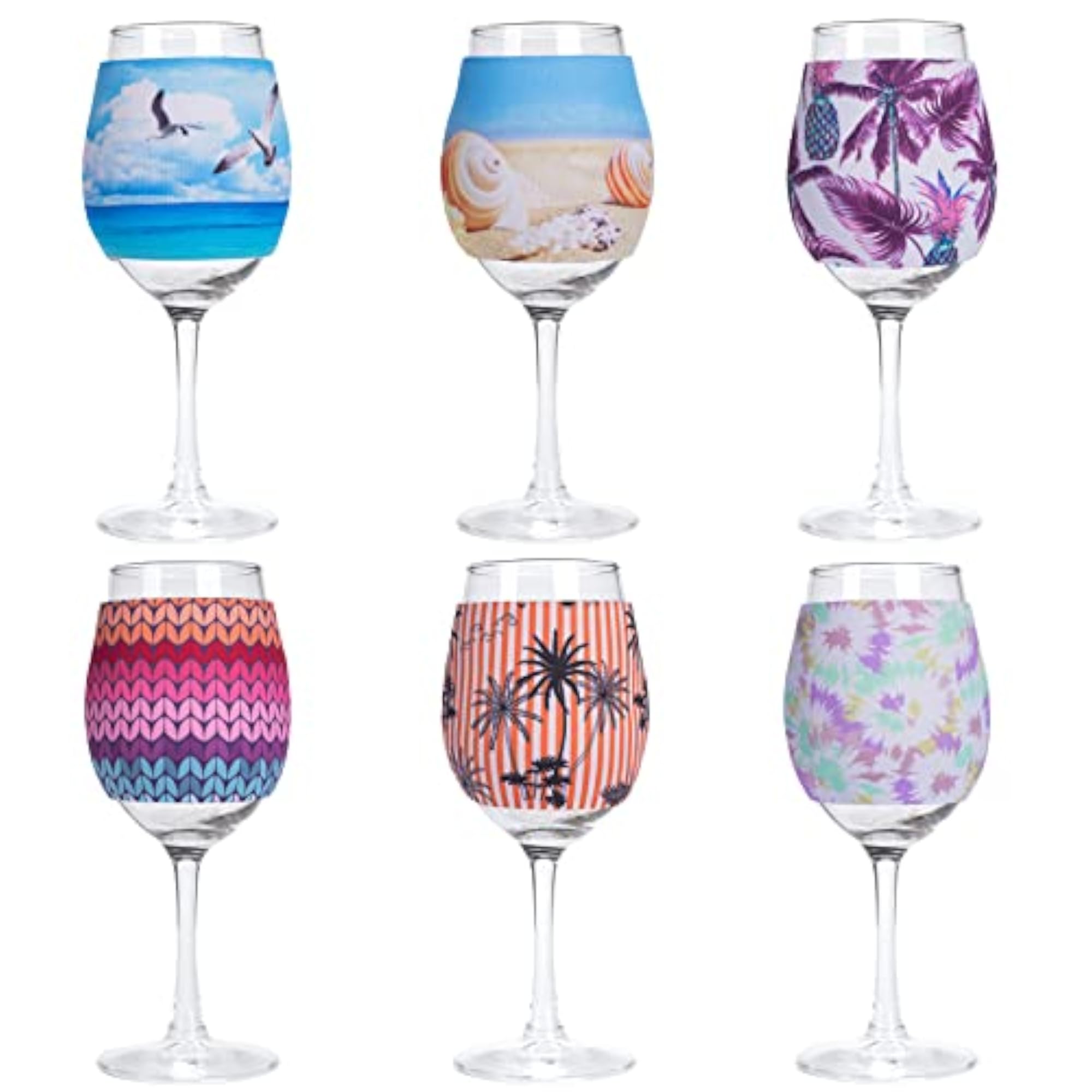 6pcs Wine Glass Sleeve Identifiers for Standard Size Glass