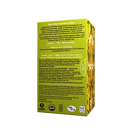 Pukka Herbs Organic Tea Bags, Lemon, Ginger & Manuka Honey Herbal Tea, Perfect for Everyday Wellness, 20 Count (Pack of 3) 60 Tea Bags - Thumbnail 3