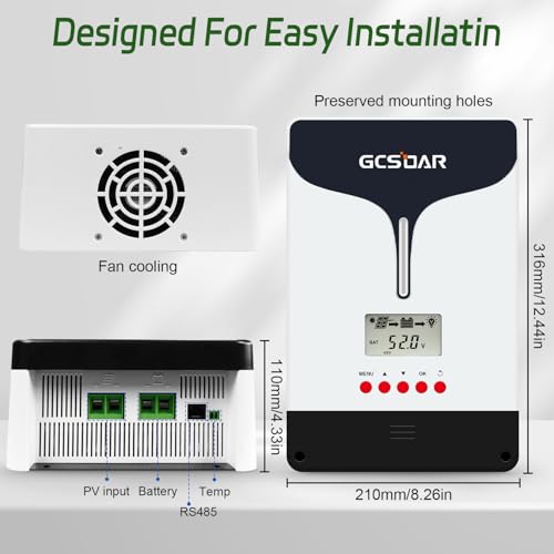 GCSOAR MPPT Solar Charge Controller 100A 12V 24V 48V Auto Max PV 200V Solar Panel Charger + WiFi Adatper APP Remote Monitor Common Negative Regulator for Gel AGM SEL FLD LiFePO4 Lithium by GCSOAR - Used condition - Image 8