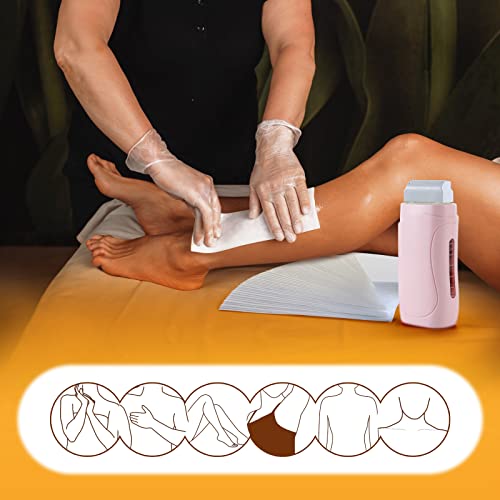 Roll On Wax, Wax Roller Kit For Hair Removal, Portable Roll On Wax Kit With 2 Honey Roller Wax Cartridge & 100 Wax Strips, Roller Waxing Kit For Women For Larger Areas Of The Body,At Home Waxing Kit For Women And Men Beth Lee #TOP1
