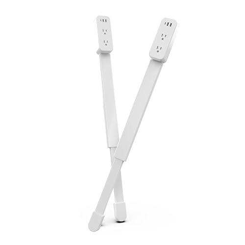 Electrical Outlet Extender Stick 2pack | 180° Swivel | Extends 23-35 in for Hard-to-Reach Places | 2 AC Outlets + 3 Ports (USB-C/USB-A) for Bed, Dorm, Office & Sofa