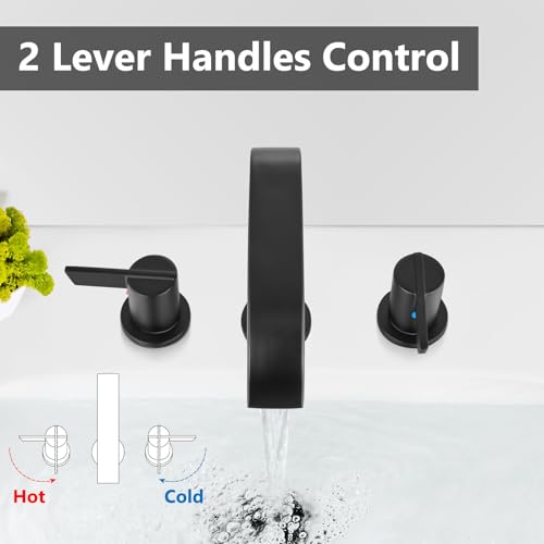 GBBNE Matte Black 3 Hole Bathroom Faucet,8 Inch Widespread Sink Faucet by GBBNE - Used condition - Image 4