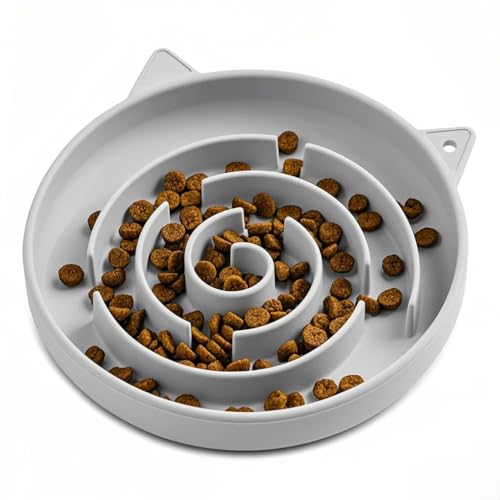 Slofedzy Slow Feeder Cat Bowl, Durable Anti-Gulping Cat Food Bowl